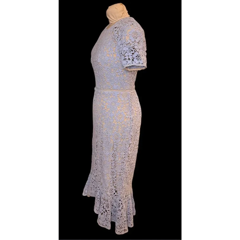 Shoshanna Light Blue Lace Short Sleeve Fit & Flare Dress Sz 10 - Picture 10 of 14